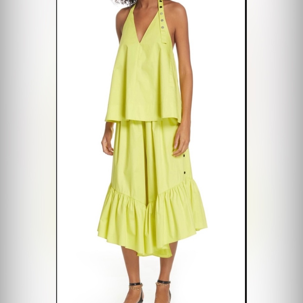 NWT Tibi Size 4 Cotton Poplin Tech Flare Culotte Pant w Ruffle & side snap